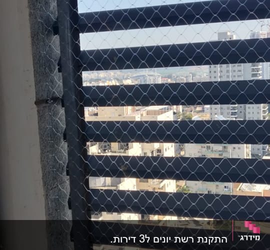 רשת מתכת על חלון למניעת כניסת יונים